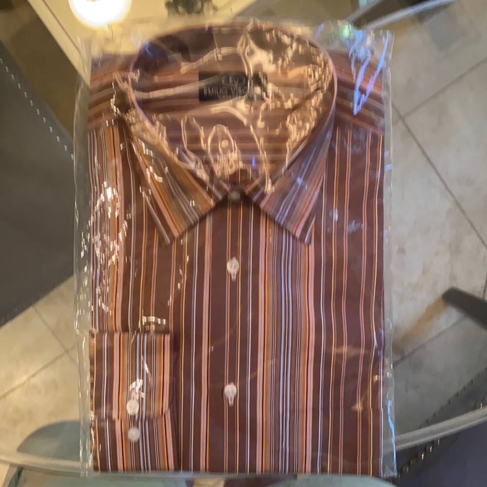 Emilio Visconti dress shirt. Size 16, brown, NEW